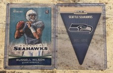 2012 Bowman #116 Russell Wilson Rookie Seattle Seahawks + Seahawks Banner Card. rookie card picture