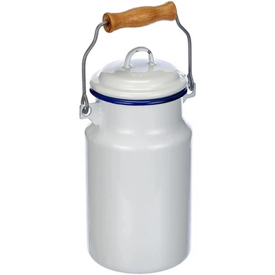 [904301] IBILI Laitiere en Acier Emaillé Blanc Bleu 1 Litre - Photo 1/2