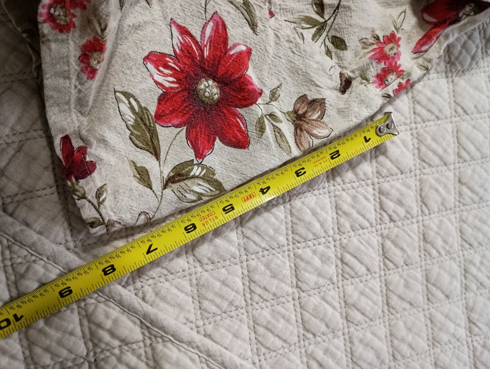 Vtg Sag Harbor Petites Sz 10P Casual 2 pc SS Beige Floral Crop Pant Set image 9