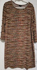 Tacera Sweater Dress Fall Colors Size 2XL, Fall Color Buttons Accent The Sleeve