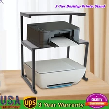 3 Tier Iron Printer Stand Desk Shelf Storage Home/Office/Computer Organizer US