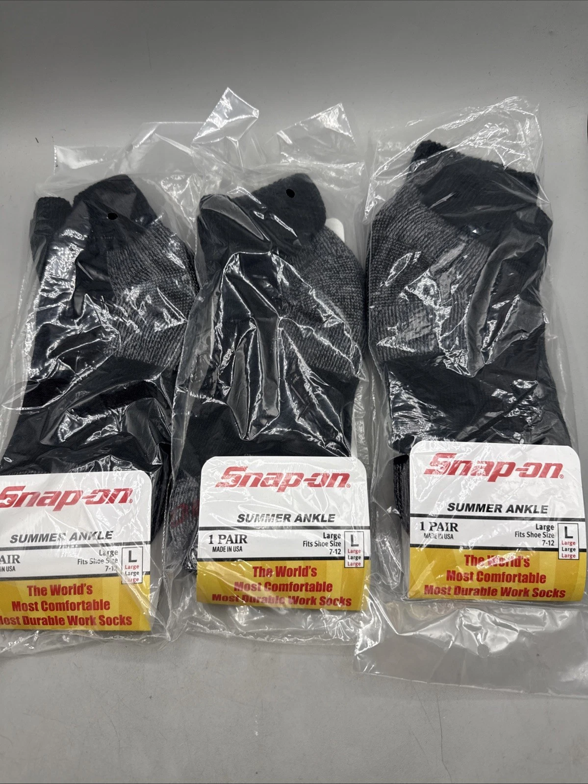 Snap-on Ankle Socks Summer Ankle Black Men’s Large 3 Pairs NEW