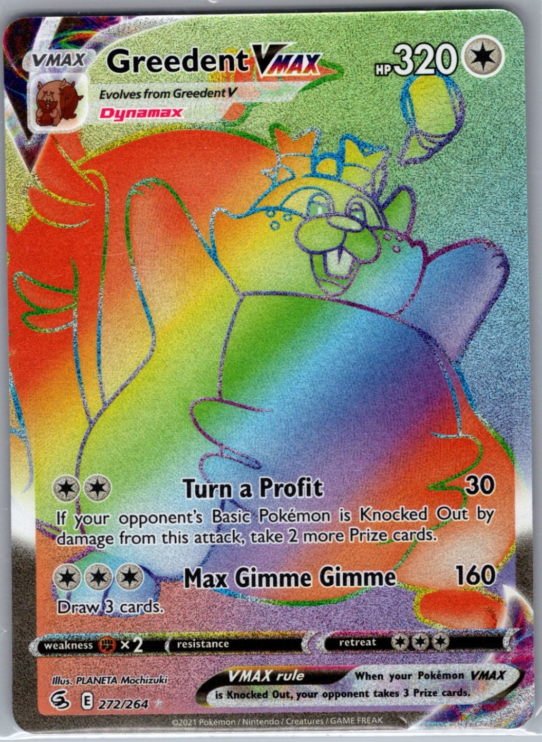 Greedent VMAX (Secret) 272/264 SWSH08: Fusion Strike - Pokemon Card - NM