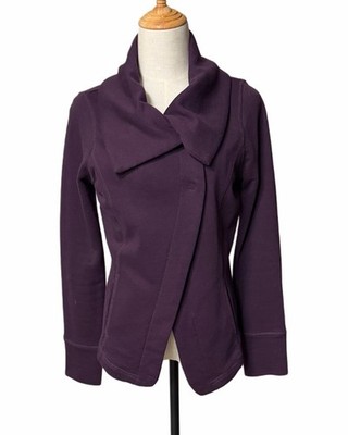 NWOT Eddie Bauer Women Purple Asymmetrical Button Sweatshirt Jacket Boho Size M