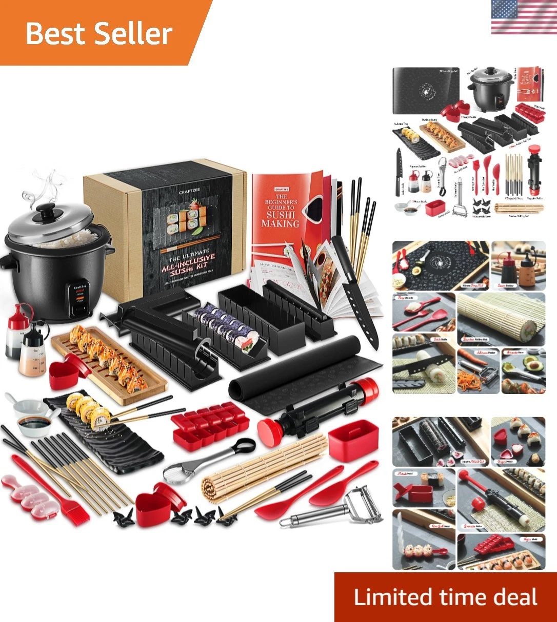 All-Inclusive 𝗣𝗥𝗘𝗠𝗜𝗨𝗠 Sushi Making Kit for Beginners & Professionals -...