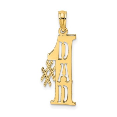 14k Gelbgold Nummer Eins Vater Anhänger für Männer Baseballschläger ausgeschnitten Charm