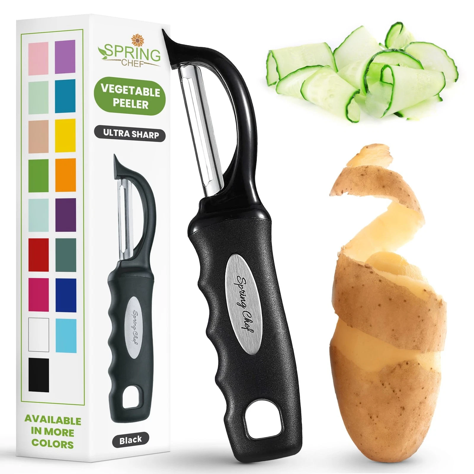 Spring Chef Premium Swivel Vegetable Peeler, Soft Grip Handle and Ultra Sharp...