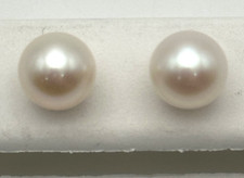 14k White Gold Earrings with two 7.5mm White Cultured Akoya Pearls 2.0 grams