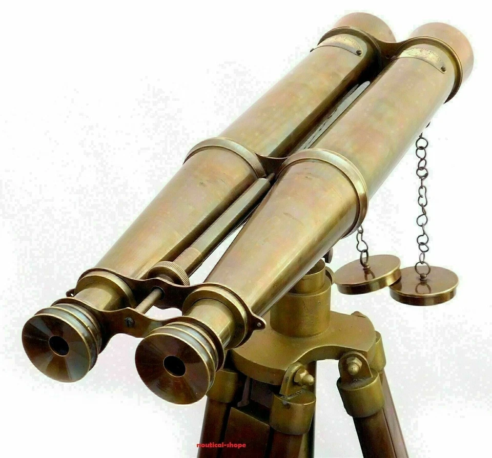 Nautical Brass Navy Binocular Antique Floor Stand Telescope Marine Decor 58 Inch - Image 2 of 4