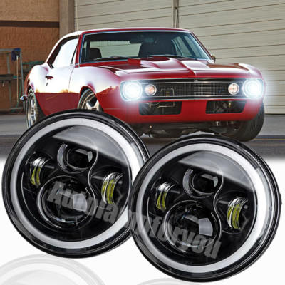 For Chevrolet Camaro Z28 SS RS 67-81 2Pcs 7inch Round RGB Headlight Hi