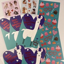 6 Pack Foiled 4x6in Valentines Day Cards with Envelopes and 60 Stickers.