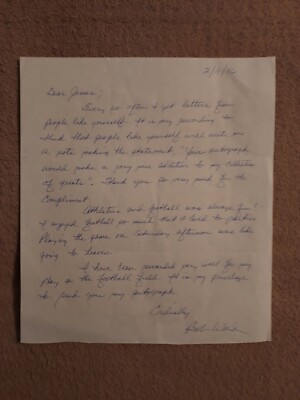 Hand-Written And Signed Letter From Bob Ward:  Maryland