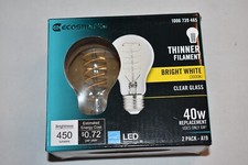 2 pk EcoSmart 40W 450 LED Clear Bright White 3000K A19 Dimmable Light Bulbs
