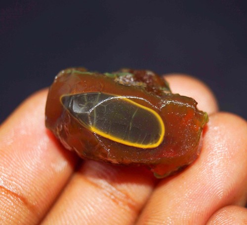 ET Certified 39.50 Natural Ethiopian Black Opal Welo Fire Rough Loose Gemstone - Picture 5 of 6
