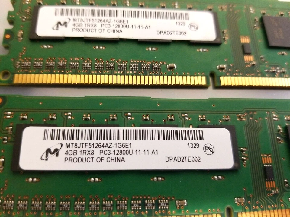 2 Micron MT8JTF51264AZ-1G6E1 (2x4GB) 1RX8 (8GB Total) PC3-12800U Desktop RAM - Image 2 of 4