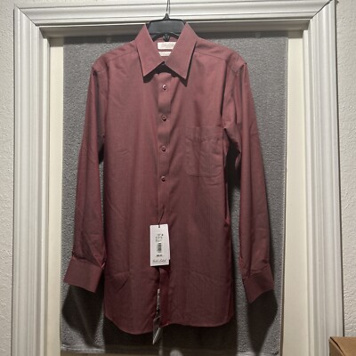 NWT Roundtree & Yorke Men's LS Shirt - 15.5 - 32 - Beet - Button Dwn