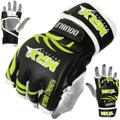 MMA Gloves Grappling Muay Thai Kick UFC Cage Fight Boxing Glove Black/Green MRX