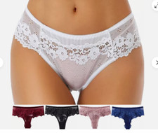 5 Pack Lot Lace Womens Thong G string Panties Briefs Sheer See Through Underwear