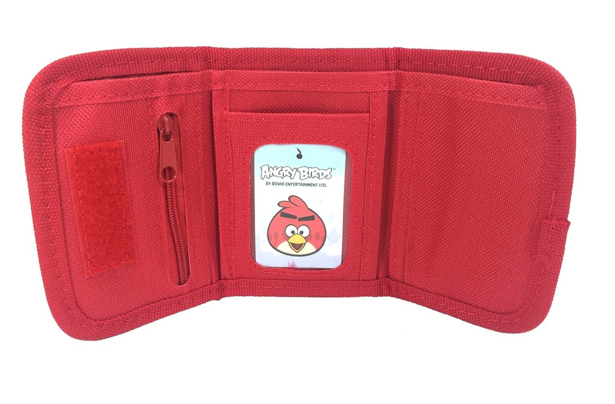 Lot De 3 Porte-Monnaie Enfant Angry Birds – Tissu, Modèles Rouge, Noir, Bleu