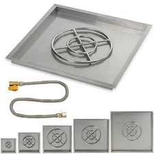American Fireglass Stainless Steel Square Drop-In Fire Pit Match Lit Kit