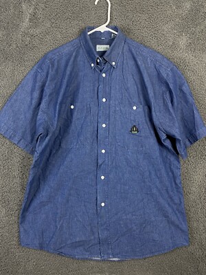 Vtg Mens Izod Short Sleeve Denim Shirt Medium New Old Stock
