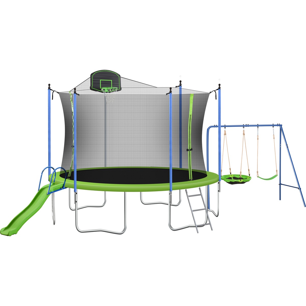 12FT TRAMPOLINE WITH SWING AND SLIDE Safety Enclosure Net