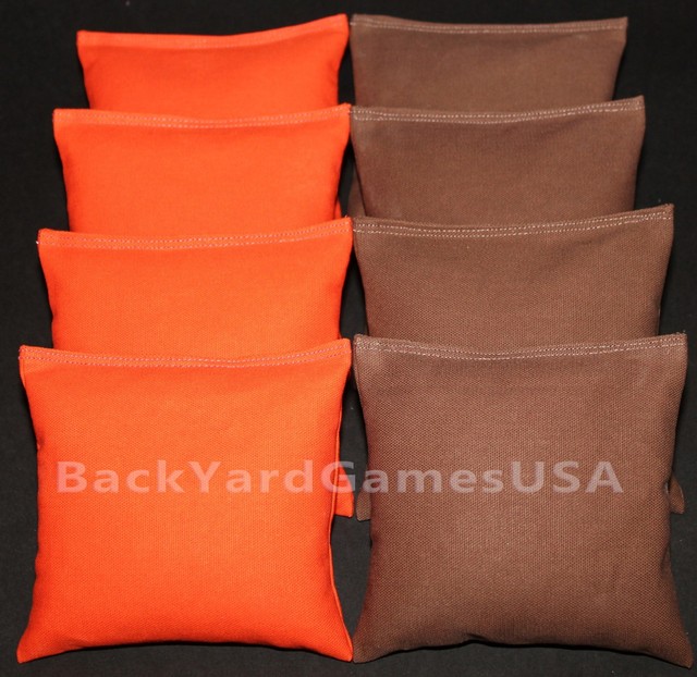 CORNHOLE BEAN BAGS Orange & Brown 8 ACA Regulation Corn Hole Game Bags
