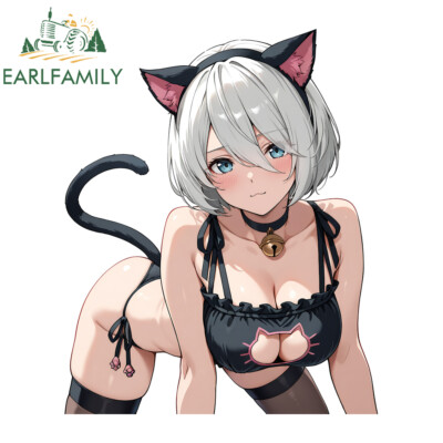 EARLFAMILY 5.1'' Kawaii Cat Girl Nier 2B Waifu Anime Car Decals Vinyl Stickers
