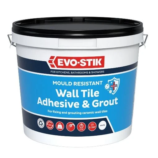 Evo-Stik Mould Resistant Wall Tile Adhesive & Grout White 2.1m2 2.5L