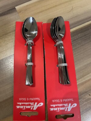 Almina Edelstahl , 12x Moccalöffel (Teelöffel),  Oberflächenbehandelt - NEU
