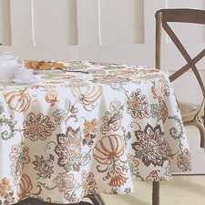 Envogue Tablecloth Pumpkin Paisley Orange Brown Fall Thanksgiving Cotton 70 R