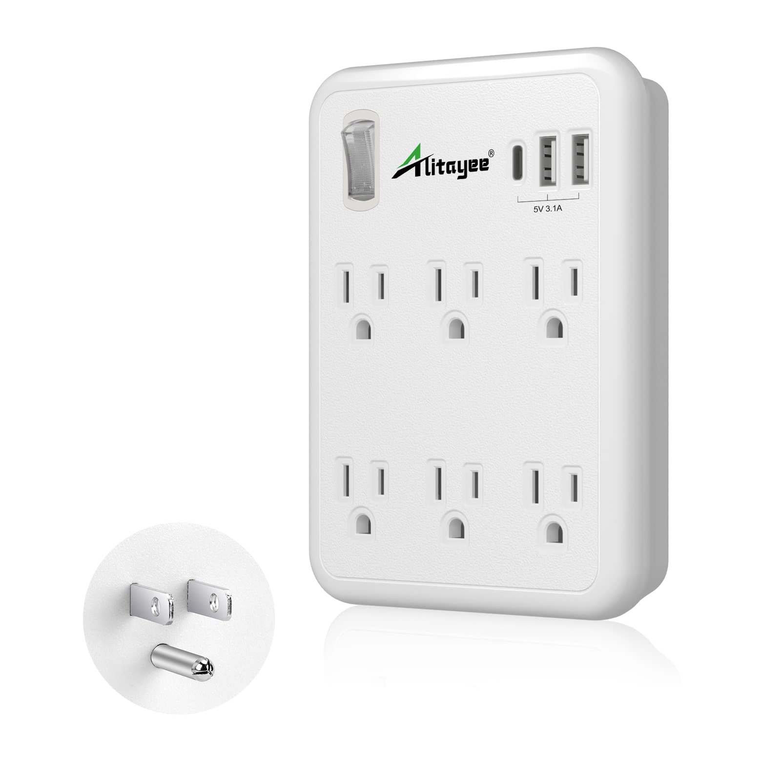 Surge Protector wall Outlet extender, USB Wall Charger with 3 USB Charging Po...-image