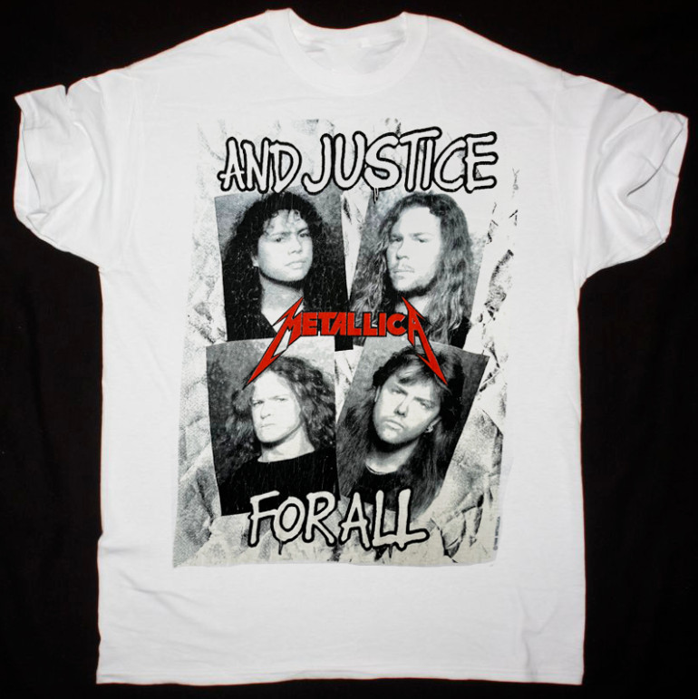 Metallica And Justice For All Band White T-Shirt