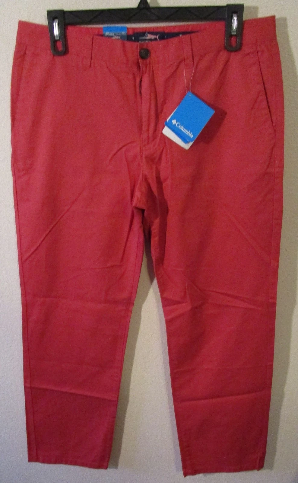 NWT Columbia Mens PFG Dockside Twill Pants 36x32 Salmon MSRP$90