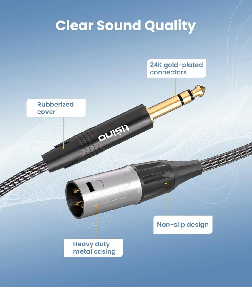 Balanced 1/4" TRS to XLR Male Cable - Gold-Plated for Superior Audio Quality - Image 4 of 4