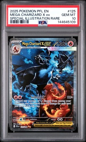 2025 POKEMON PFL EN-PHANTASMAL FLAMES #125 MEGA CHARIZARD X EX PSA 10