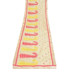 Sanskriti Vintage Cream Dupatta Long Stole Art Silk Embroidered Wrap Veil/Hijab