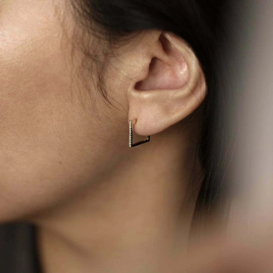 1 kt runder simulierter Diamant Damen quadratischer Creolen 14 kt Gelbgold pl... - Bild 4 von 4