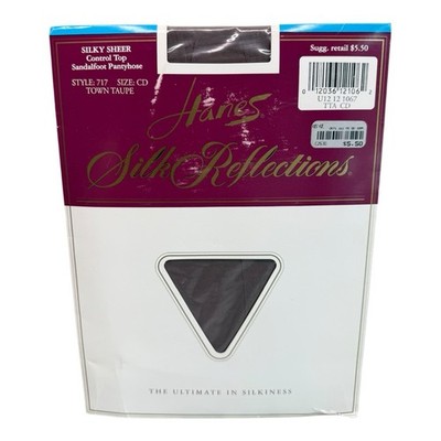 Hanes Silk Reflections Pantyhose Silky Control Top Sandalfoot 717 CD Town Taupe