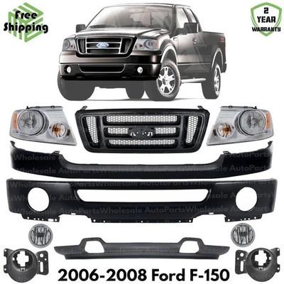 Front Bumper Face Bar Paintable & Grille Assembly Kit For 2006-2008 Ford F-150