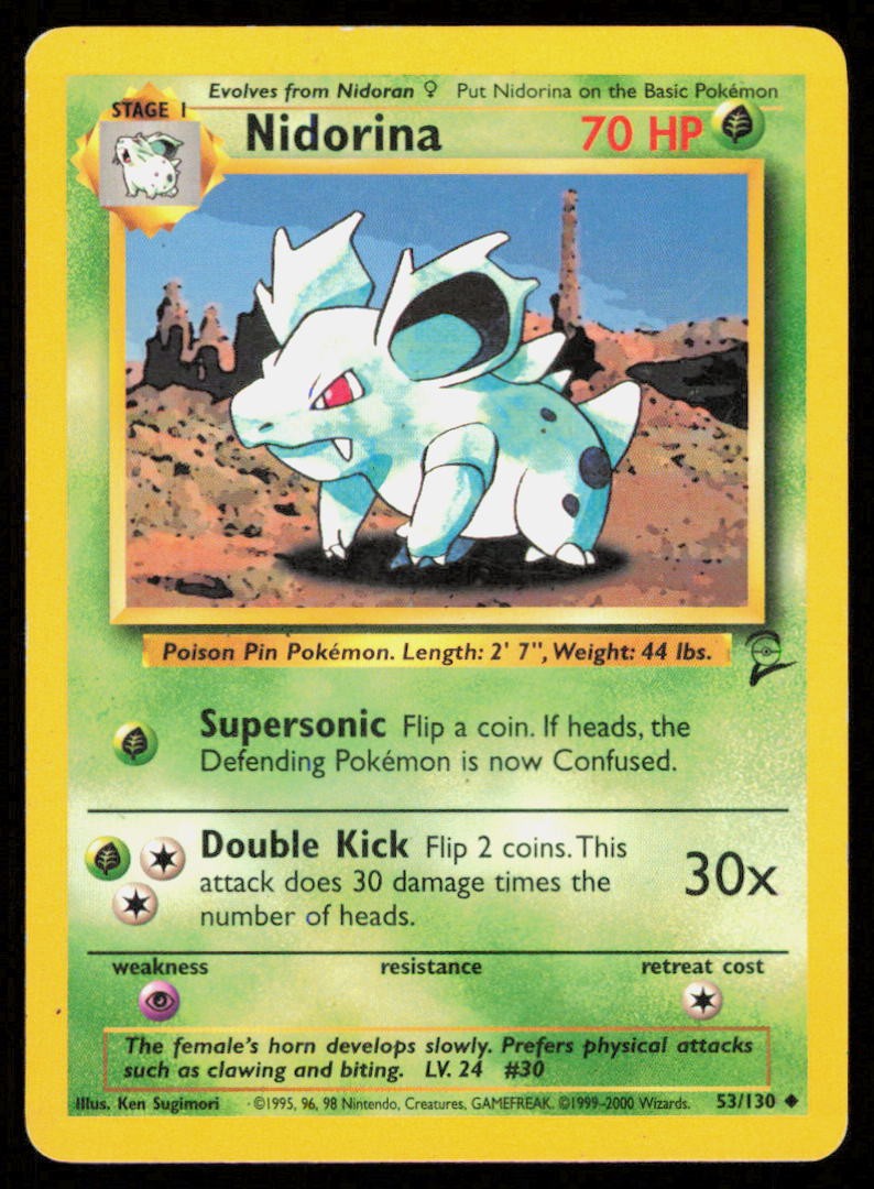 NIDORINA 53/130 VINTAGE UNCOMMON BASE SET 2 POKEMON