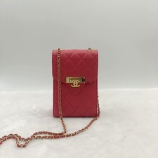 Chanel Mini Vertical Flap Bag Red Caviar Leather Gold Hardware Chain Auth
