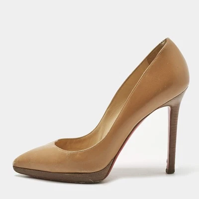 Escarpins Christian Louboutin en cuir beige Pigalle Plato taille 36 - Photo 1/4
