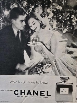 1959 Chanel No. 5 Perfume His gift shows he knows romantic couple vintage Ad 