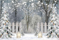 7x5FT Winter Photography Backdrop Glitter Snowy Forest Pine Tree Background Let