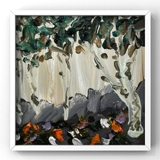 White Mountains Birch Forest Wall Art for Cozy Cabin Living Room Framed Painting