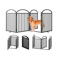 4 Panels Full Matel Freestanding Dog Gates with Door, 96"Extra Wide... Fast Ship