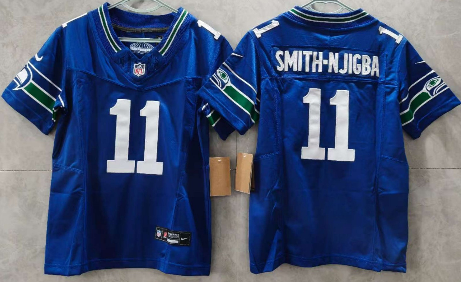 Camiseta deportiva retro Jaxon Smith-Njigba #11 Seahawks FUSE Throwback Tariffs Free​~ YOUTH'S.