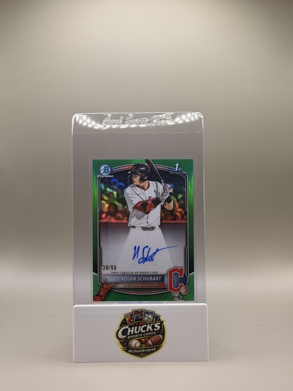 2025 Bowman Draft Nolan Schubart Chrome Auto Green Refractor 1st #/99 Guardians
