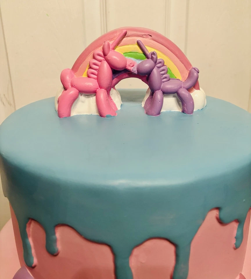 Globos Unicornio Rosa Pastel Pastel Comida Taburete Decoración Tik Tok Viral Foto 4 de 4